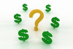 Dollar signs surrounding a question mark