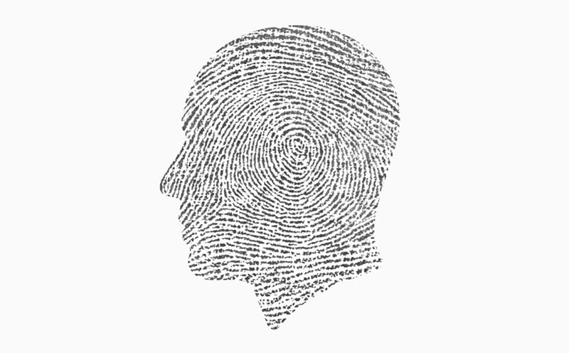 fingerprint in the shape of a human head